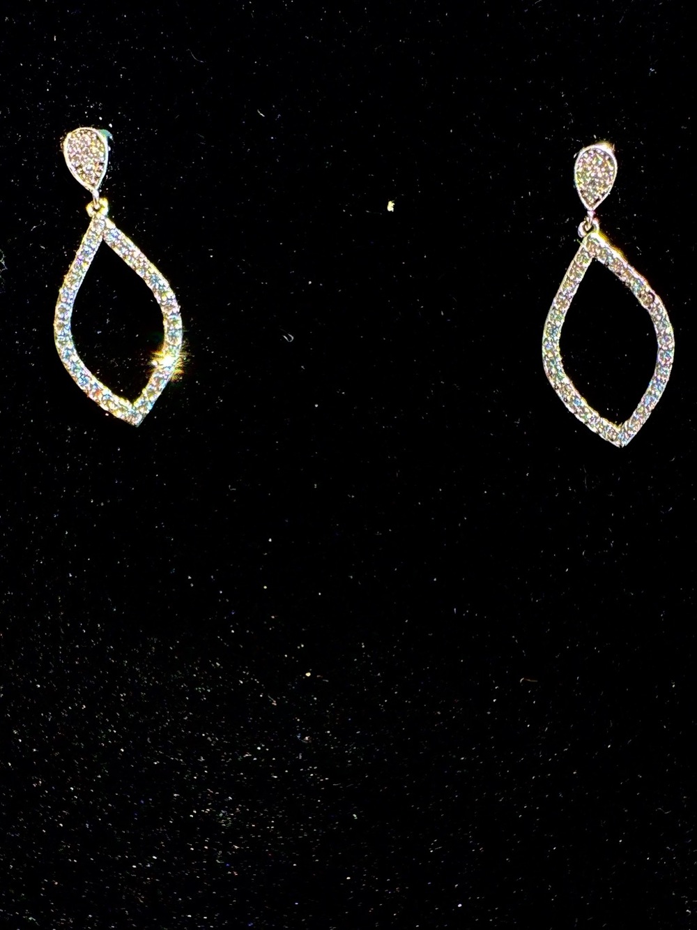 Teardrop Post CZ’s Set in Silver Earrings - Picture 2 of 12
